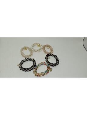 Set of 6 Decorative Beaded Girl's 'Jayce White' Bracelets - New